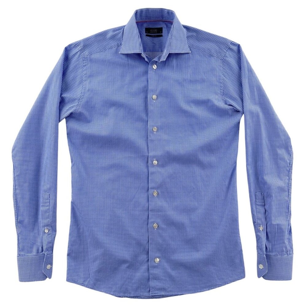 Eton Ganghester Slim Fit Blue Check Dress Shirt 15.5 / 39